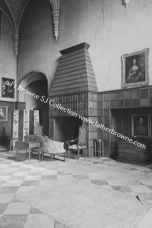 GORMANSTOWN CASTLE  FIREPLACE IN GREAT HALL